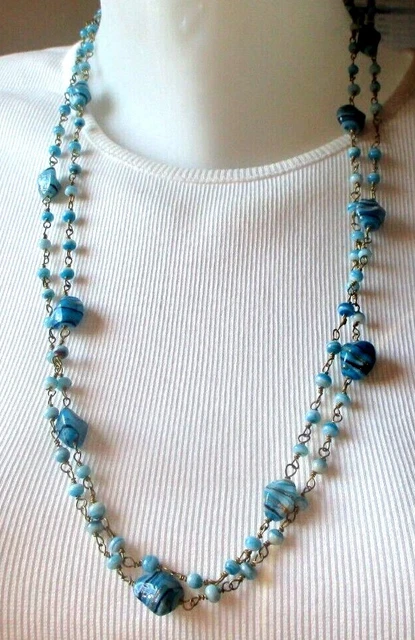 Collier Sautoir Vintage Perles Marron Vieil Or - Très Bon état - Longueur Grande