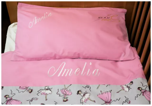 Baby Nursery Personalised Bedding Pillow Quilt Bedding Filling 3 Pcs Ballerina