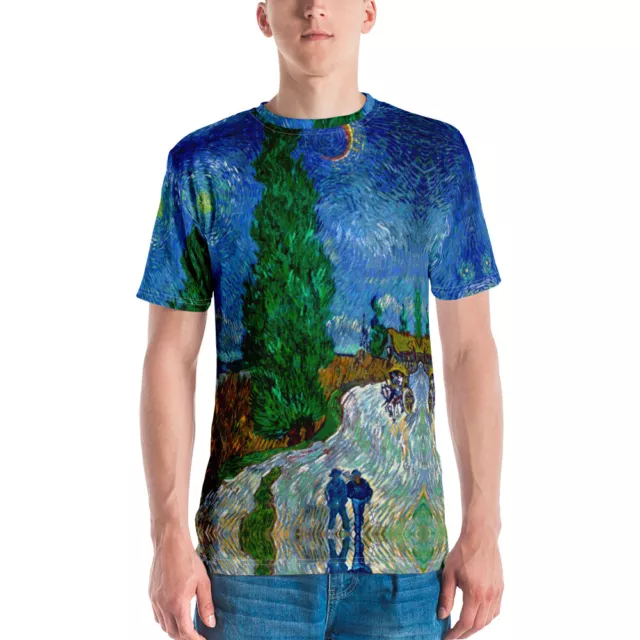 VAN GOGH T-SHIRT Road Cypress Famous Paintings All Over Printing Tee ...
