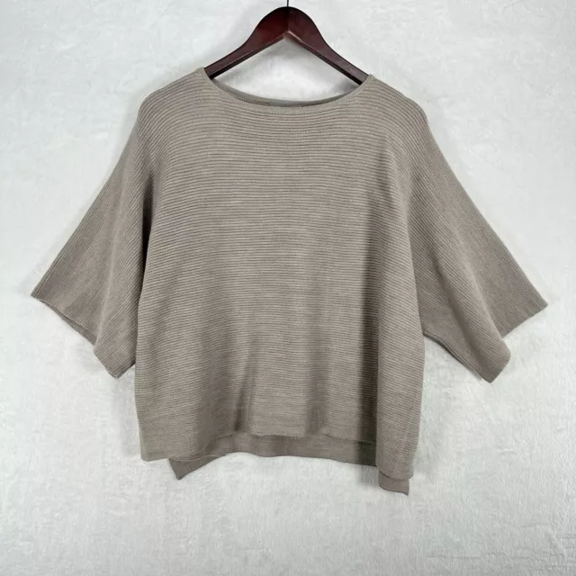 COS Sweater Womens Small Gray Wool Knit Pullover Boxy Short Sleeve Top Stretch