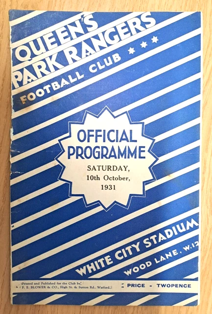 QPR/QUEENS PARK RANGERS v LEICESTER CITY: 1931 RESERVES PRE WAR ...