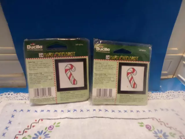 Bucilla Counted Cross Stitch - Mary Engelbreit Candy Cane 2.5"x2.5"-2 kits