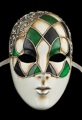 Mask from Venice Volto Face Ibis Silver Paper Mache Crafts Handmade 2584