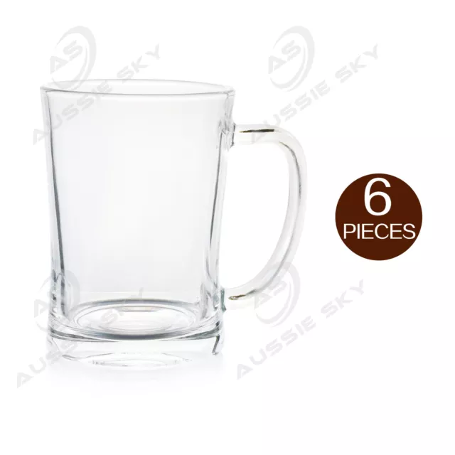 2/6Pcs Glass Beer Mugs Extra Large Heavy Thick Clear Drinking Glassware Steins