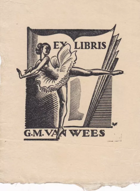 ✒ EX LIBRIS GM Van WEES par Valentin LE CAMPION - belle estampe sur japon