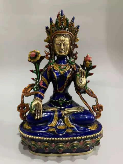 Chinese Copper Cloisonne Handmade Exquisite Tibetan Buddha  Statue 30092