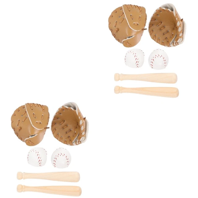 Kit de 4 juegos de guantes de bate de béisbol en miniatura simulación decorativa hágalo usted mismo