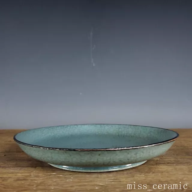 7.5" China Old Porcelain song dynasty ru kiln Blue glaze Ice crack Brush Washer