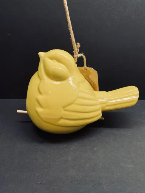 Hand Crafted Ceramic Hollow Bird ,bird house Yellow
