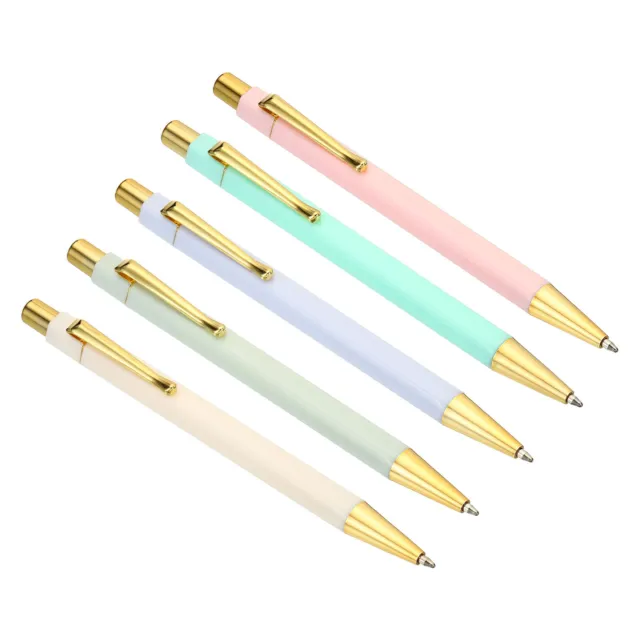 5Pcs 137mm Ball Pens, Blue Grey/Beige/Light Pink/Grey/Green
