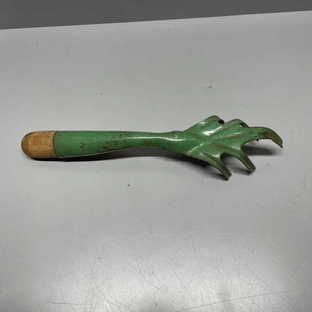 Vintage Garden Hand Rake Green