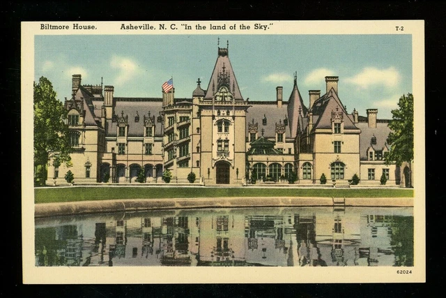 North Carolina NC postcard Asheville, Biltmore House & Gardens linen