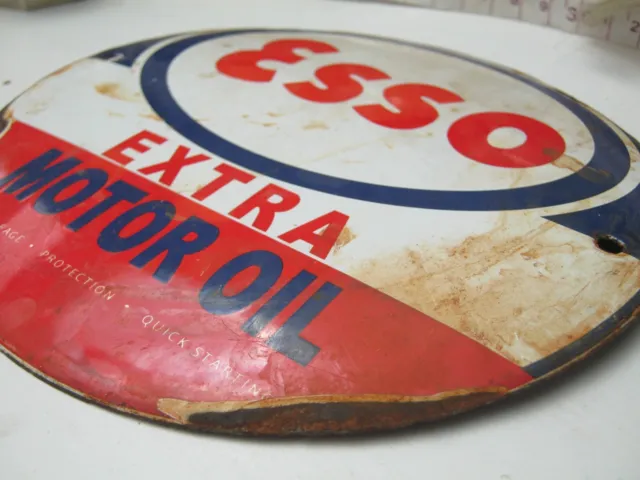Esso Motor Oil Motoring Garage Advertising Sign Porcelain Enamel Steel