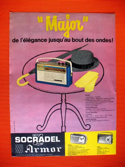 Publicite De Presse Socradel Armor Major Transistor Portatif French Ad 1961