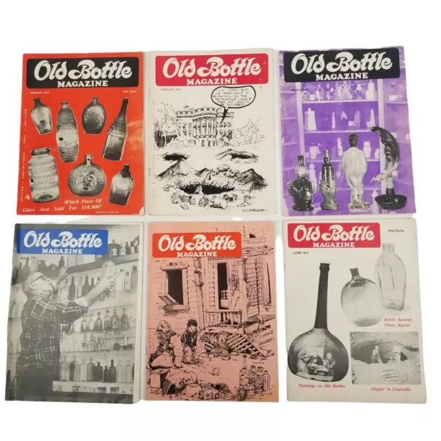 Vintage Old Bottle Magazine 1977 Lot of 7 Insulators Bottles Relics