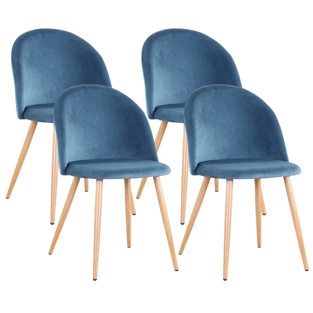 Lot De 4 Chaises De Salle à Manger Tissu Velours Gris Brun Pieds En Bois Style Retro Cds04517 86619813