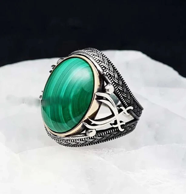 Bague Pierre Précieuse Turquoise Pour Femmes Et Hommes Argent Sterling 925 Designer Bague Mode Faite À Main Bijoux Band Bague Couple Bagues Promesse Cadeau Pour Elle Taille 54