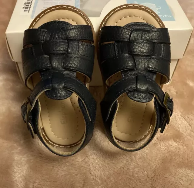 Boys NWB Elephantito Leather Sandals Fisherman Open Toe Buckle Toddler 4 M