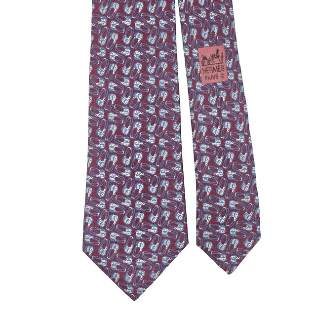 Cravate Hermès En Soie – Modèle 7184 UA, Gris, Excellent état, 100% Soie
