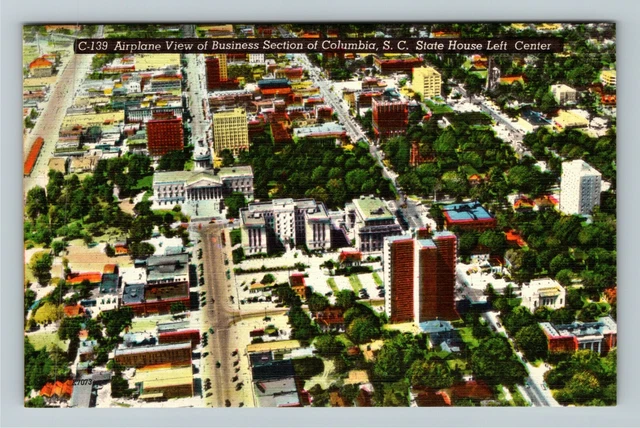 Columbia SC-South Carolina, Aerial View Business Section, Vintage Postcard