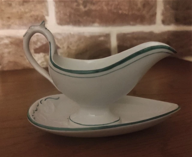 ANCIENNE SAUCIERE 19EME ?FAIENCE LUNEVILLE ? Décor Oiseau Feuille De