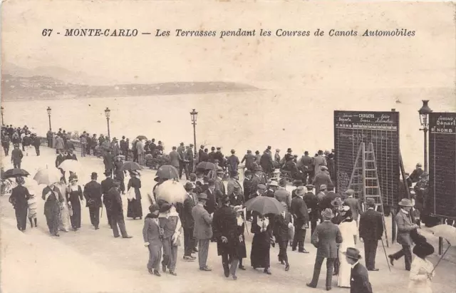 Cpa Monte Carlo Les Terrasses Pendant Les Courses De Canots Automobiles