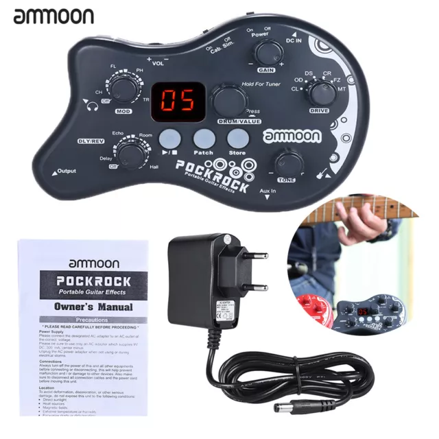 PockRock Gitarren Multi Effektgerät Effekt Pedal Drum Rhythms Tuning Q1W1