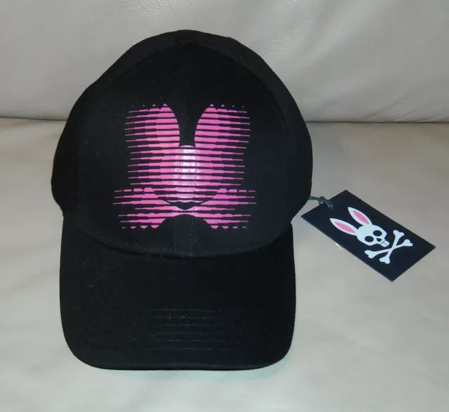 NWT Men's Psycho Bunny Baseball Cap One Size ( Adjustable ) Black / Pink