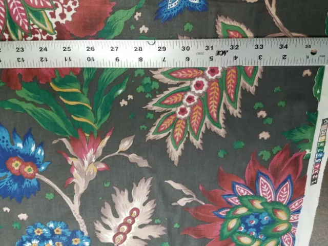 Vintage Cotton Fabric Givenchy for Fabriyaz Scotchgard Black and Floral BTY 2