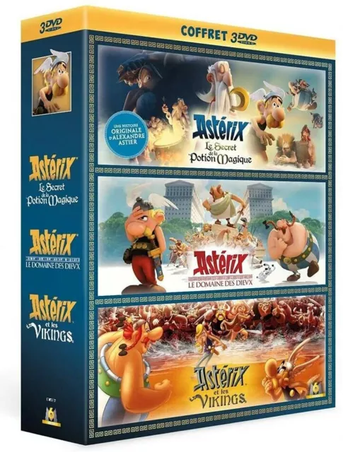 3 DVD ASTERIX Le Secret de la Potion Magique + Le Domaine des Dieux + Vikings