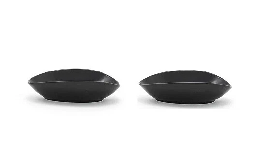 FRONT OF THE HOUSE Set of 2 Tides 6 oz Mussel BLACK Bowls 1.5 x 4.25 x 6" cereal