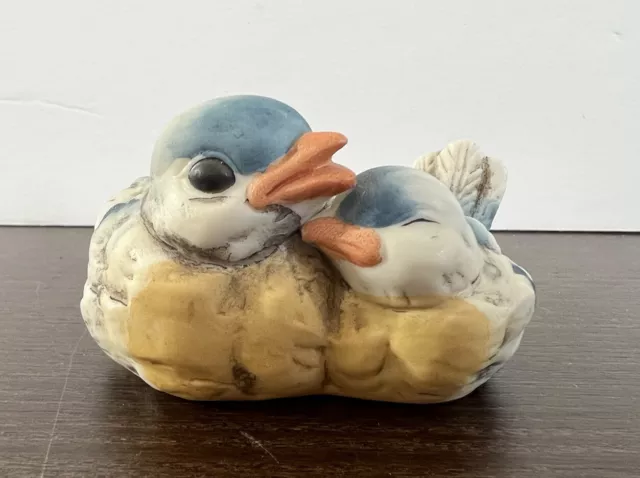 Vintage Ceramic Made In Taiwan Bluebirds Figurine