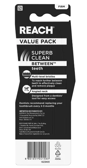 3pk Reach Superb Clean Between Teeth Toothbrushes Multi-level Firm Bristles 2