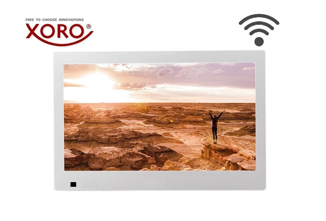 XORO CPF 10B1 Digitaler Bilderrahmen 10.1 Zoll – Touchscreen, WLAN, App, Bewegungssensor