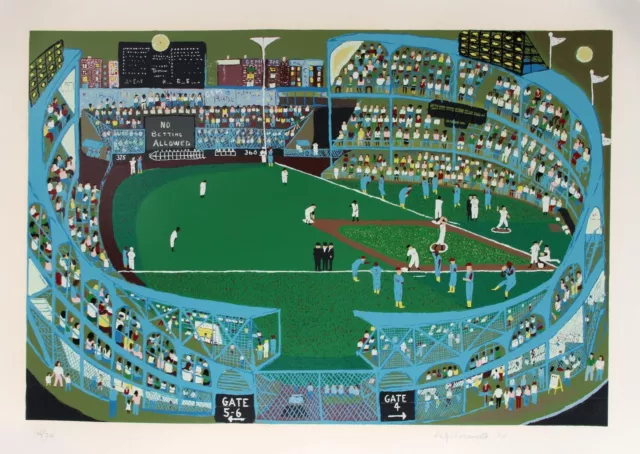 Ralph Fasanella, Ball Park, Screenprint, signed and numbered in pencil