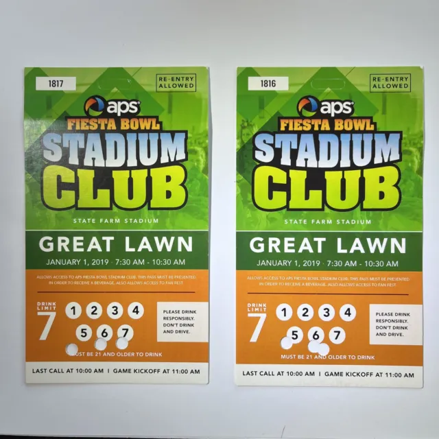 2019 Fiesta Bowl Stadium Club Tickets (2) LSU Tigers v UCF Joe Burrow 4TD 394yds