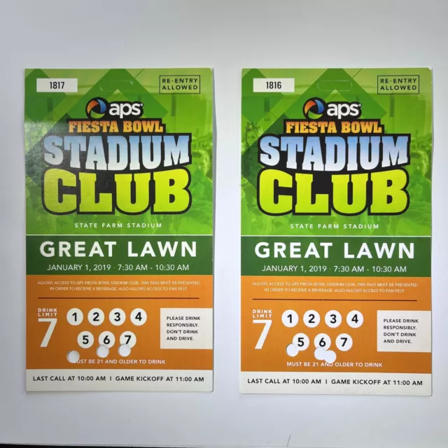 2019 Fiesta Bowl Stadium Club Tickets (2) LSU Tigers v UCF Joe Burrow 4TD 394yds