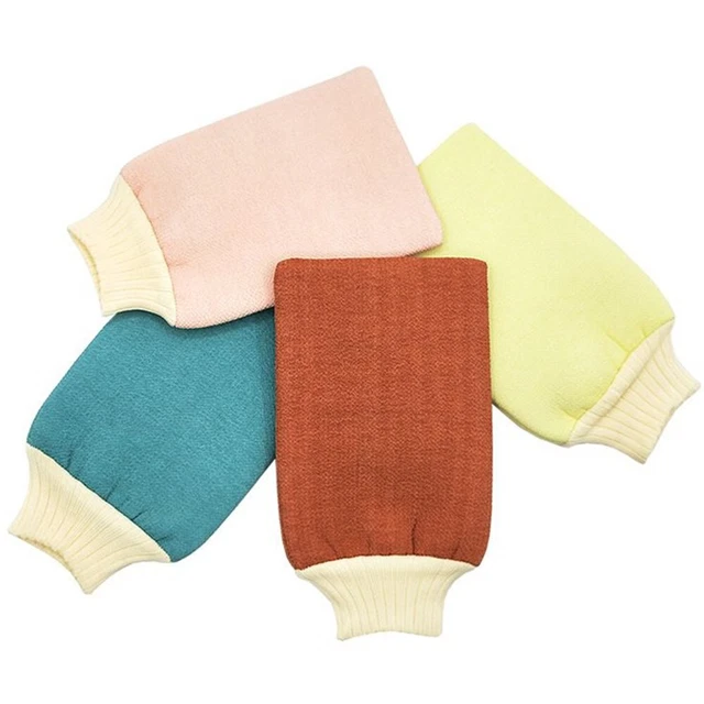 Guantes corporales exfoliantes de fibras vegetales naturales para exfoliación suave de la piel