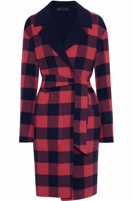 NEW Rag & Bone Sven Reversible Checked Wool-blend Felt Coat in Navy-Size S #C86