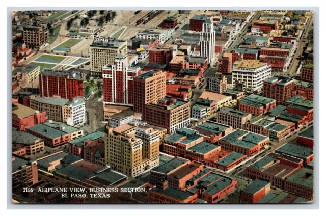 Airplane View Business Section El Paso Texas TX DB Postcard V9