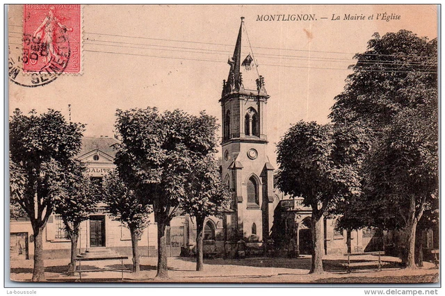95 MONTLIGNON - la mairie et l'eglise.