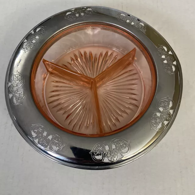 Vintage Pink Farberware Depression Glass Divided Relish Dish - Brooklyn NY