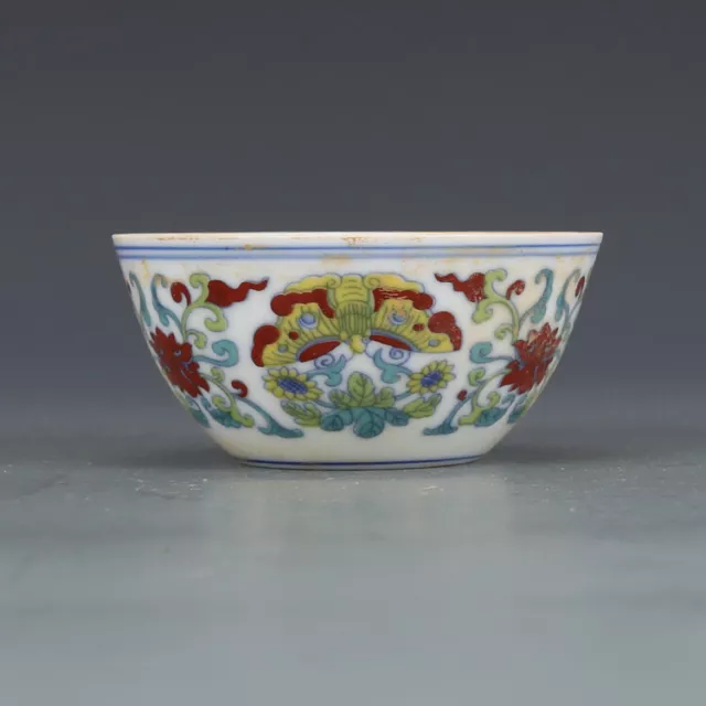 Chinese Blue and White Doucai Porcelain Ming Chenghua Butterfly Teacup Cup 3.15"