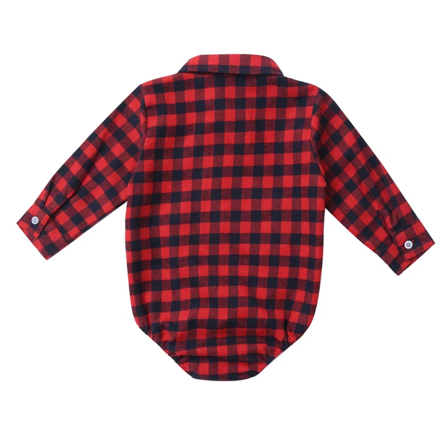 Tuta monopezzo camicia neonato bambini vestiti a quadretti manica lunga bambini 2