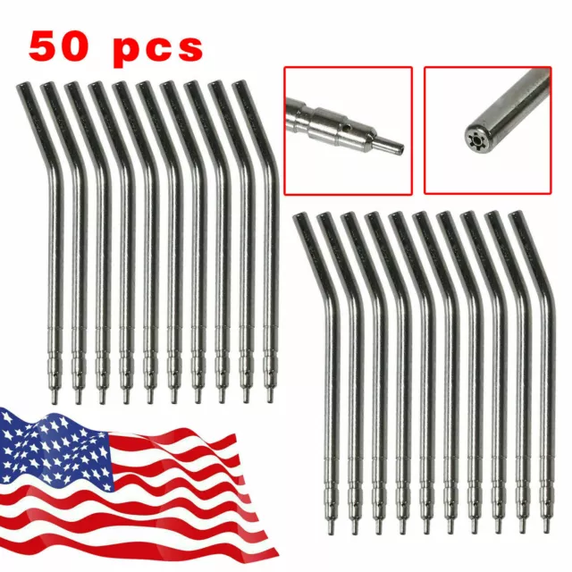 50 Dental Air Water Spray Syringe Autoclavable Metal Alloy Nozzles/Tips/Tube A!