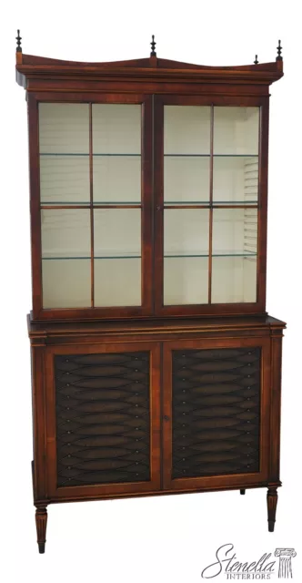 L63993EC: THEODORE ALEXANDER Federal Style Leather & Mahogany China Cabinet