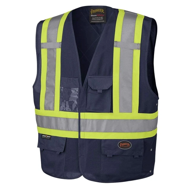 Men – Hi Reflective , 8 Pockets, Zipper, Adjustable Construction, Traffic
