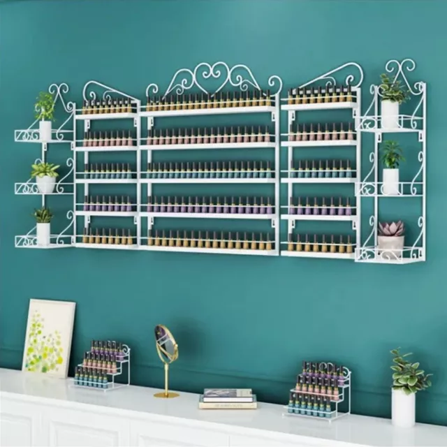 5 Tier Metal Nail Polish Rack Wall Mounted Display Organizer Holder Stand Shelf