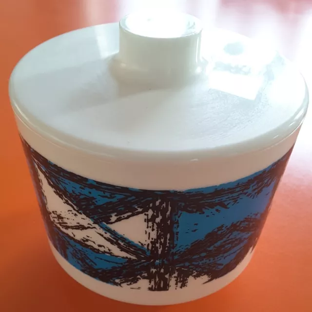 Vintage Retro 1950-70s Kingston Plastic Blue Abstract Lid Container Canister Pot