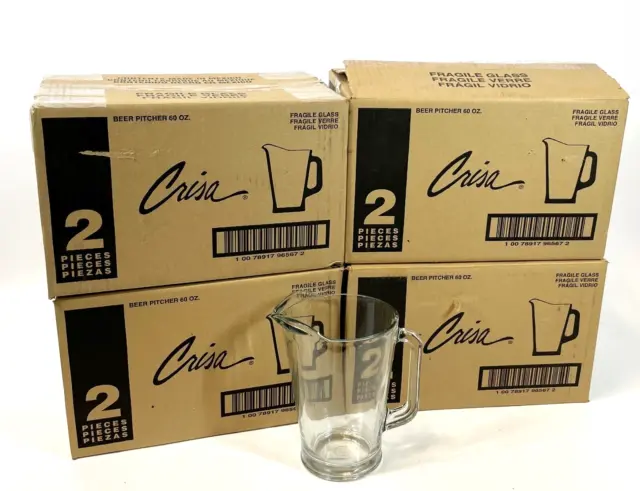 Lot of 8 Beer Pitcher CRISA Libbey Commercial Restaurant Bar 60oz Clear Glass